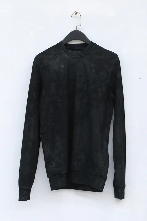 11 By BORIS BIDJAN SABERI CR1B F-1229 Black dyed waxed sweatshirt UNI